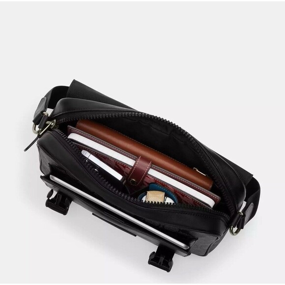 Coach C3747 Track Crossbody Bag In Signature Canvas Messenger Men’s NWT Org $490 - Picture 8 of 14